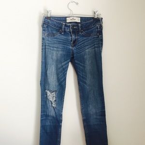 Hollister Skinny Jeans Blue Distressed Low Rise